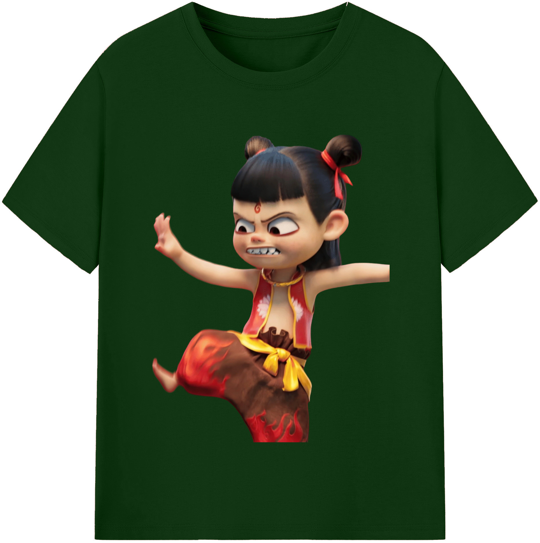 （画像用） Ne Zha 2 ナタ 魔童の大暴れ 綿100％半袖Tシャツ（フロントプリント）